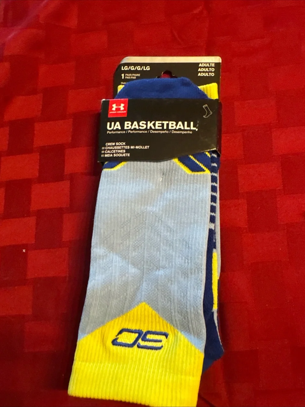 Under Armour Basketball Crew Socks in Blue, Yellow & Light Blue